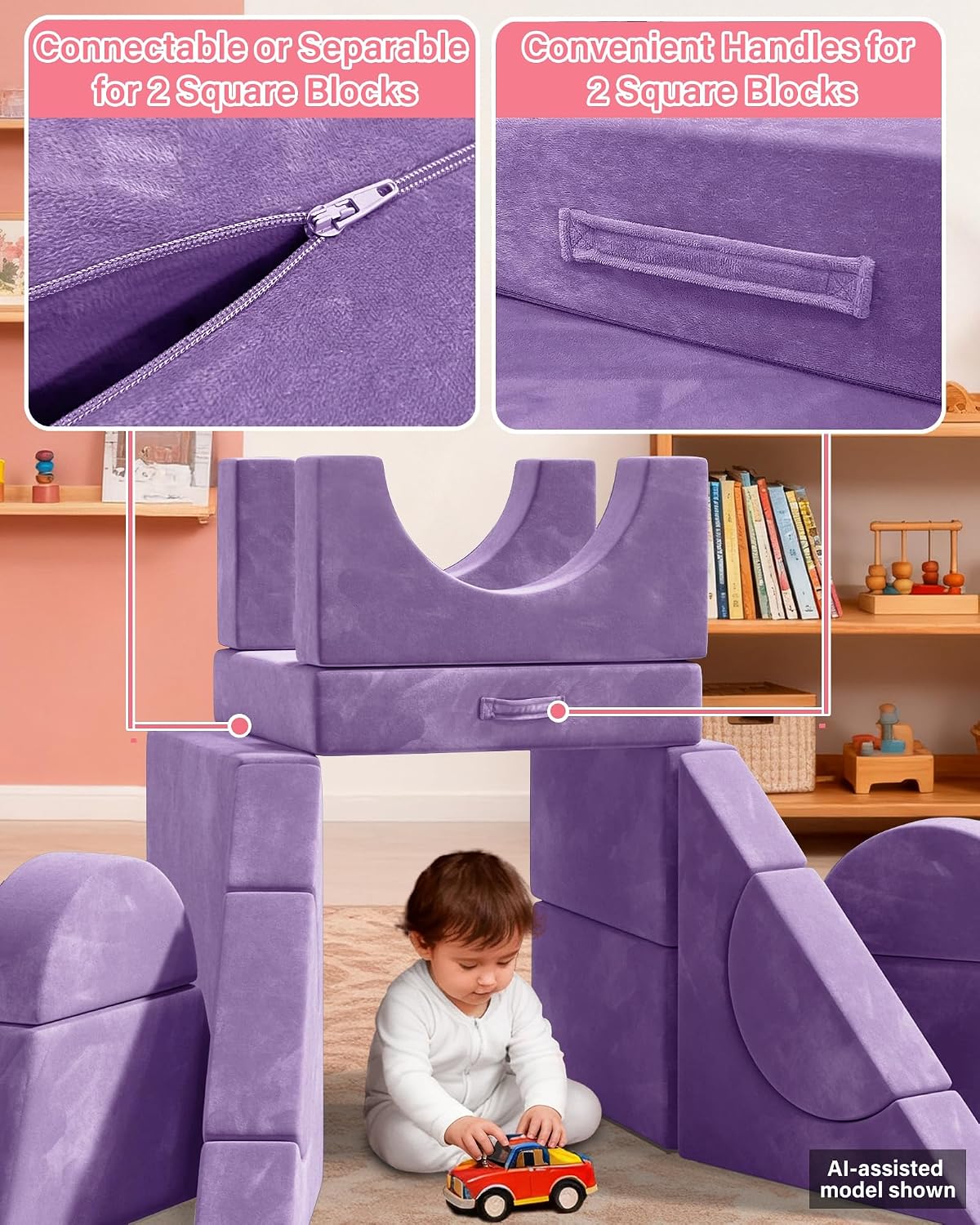 YEFU 15 piezas Sofá modular de juegos para niños, sofá de espuma co...