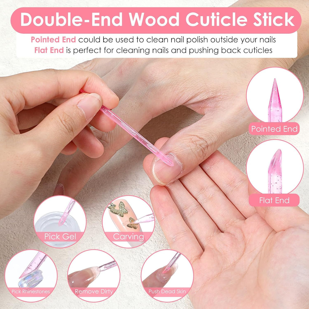 Kit de 100 herramientas de uñas a presión rosa para empresas, kit d...