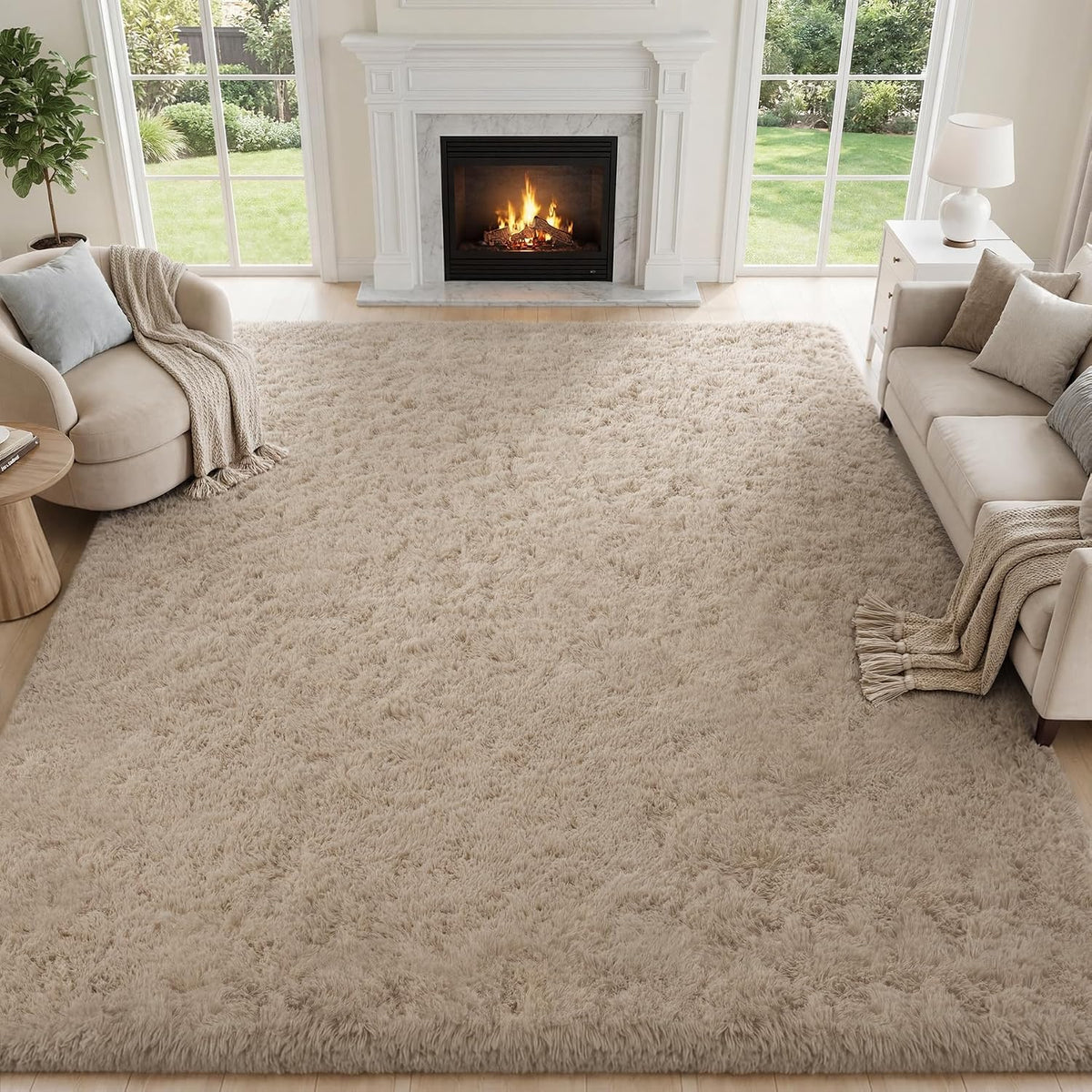 Alfombra de área para sala de estar y dormitorio: 9x12 camello suav...