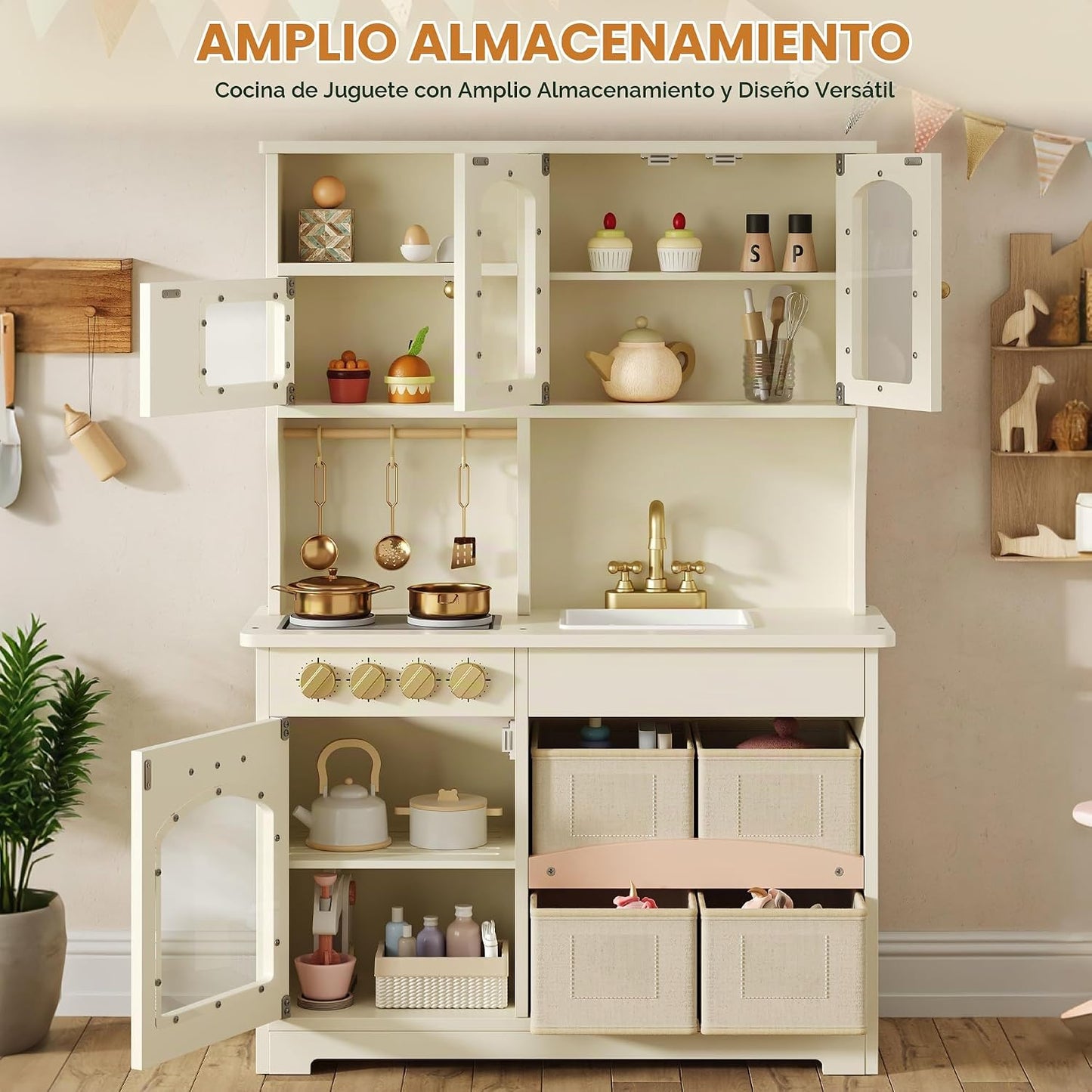 knoworld Cocina de Juego para Niños, Juego de Cocina de Madera con...
