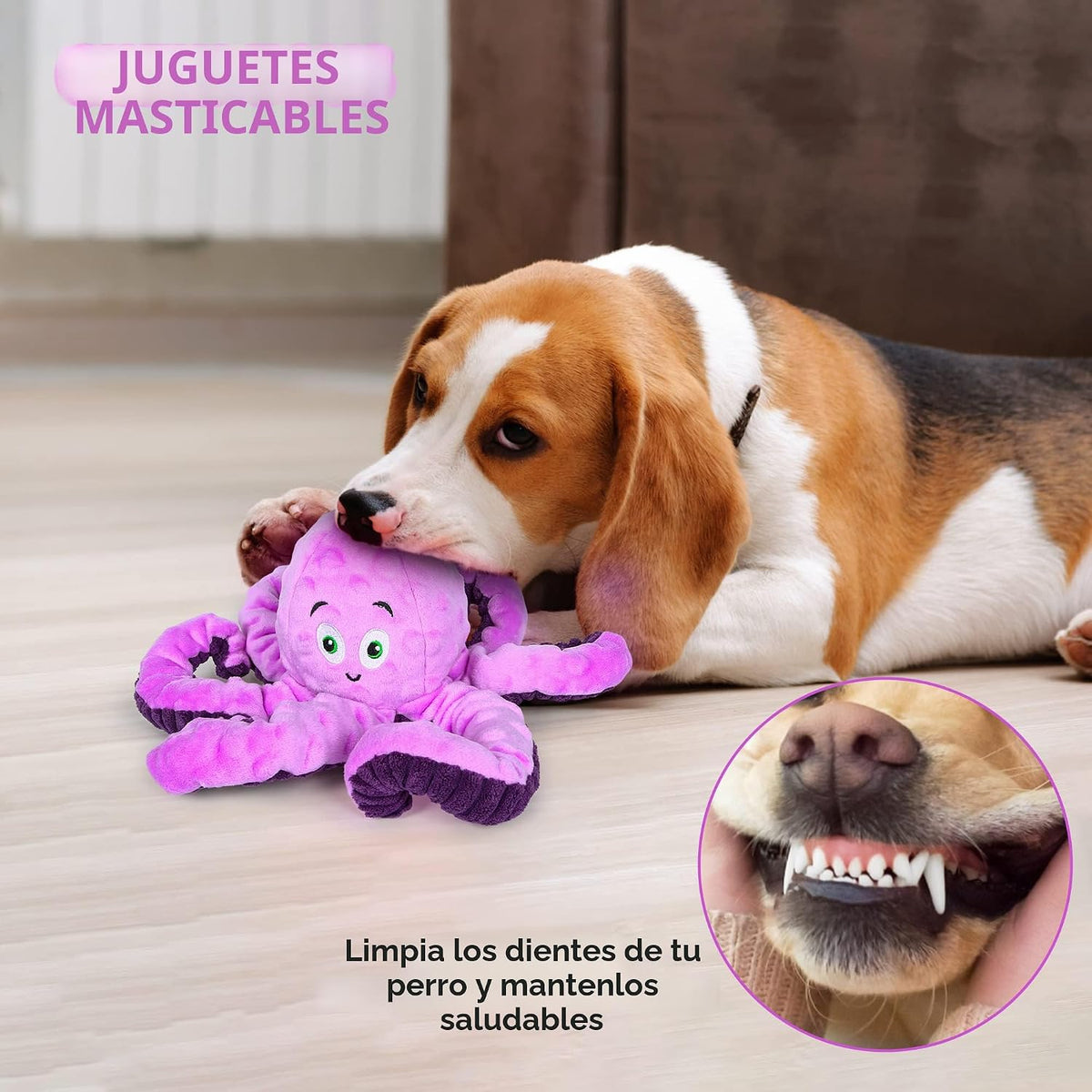 Juguetes chirriantes para perros, pulpo, juguetes de felpa resisten...
