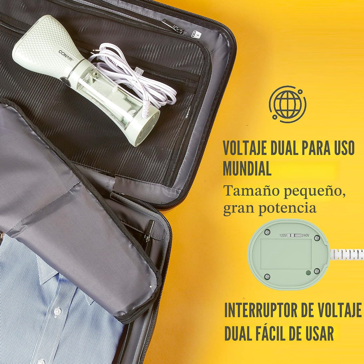 Conair Vaporizador de mano para ropa, vapor potente: tamaño pequeño...