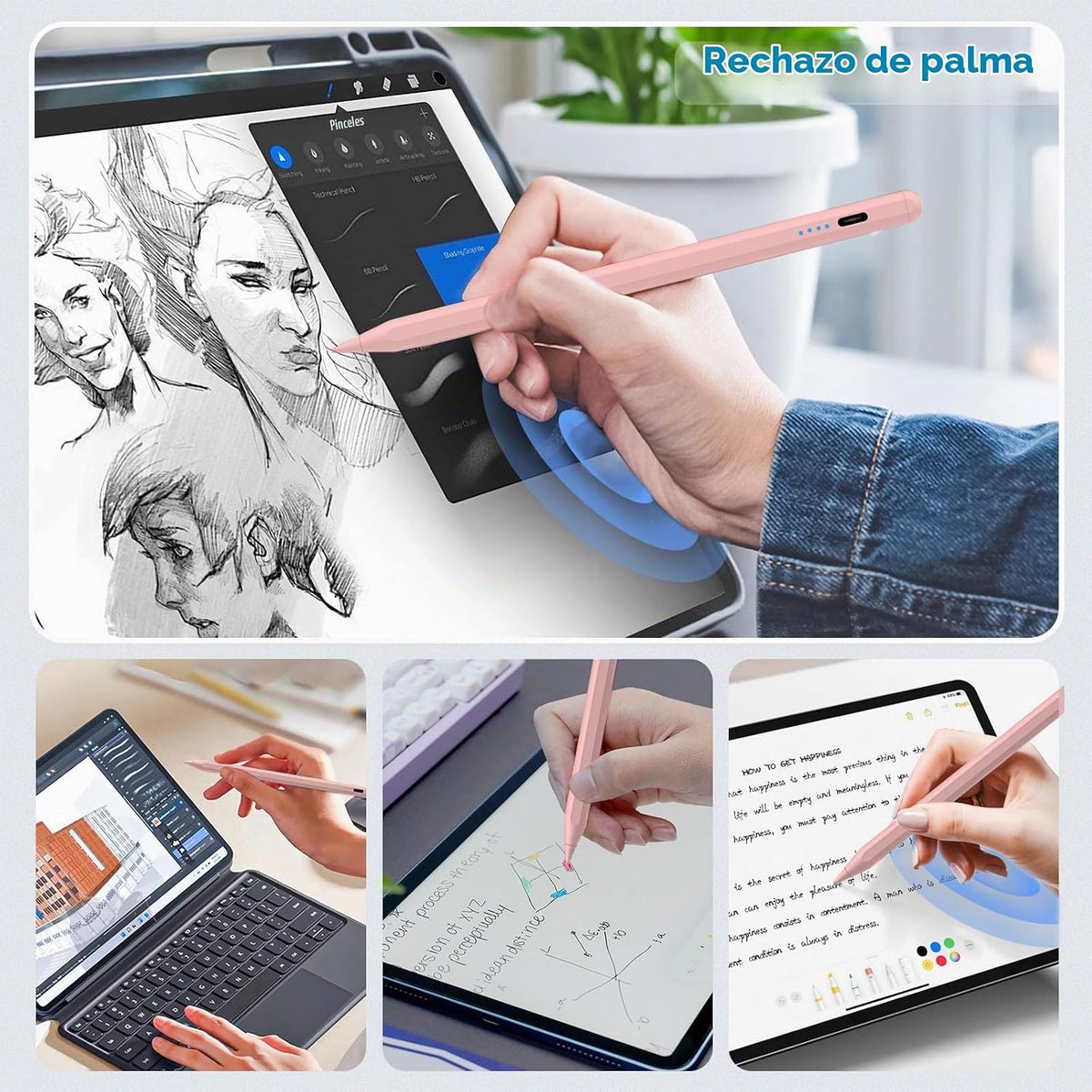 DZJHDG - Lápiz capacitivo para iPad, (2018-2025) Carga rápida con s...
