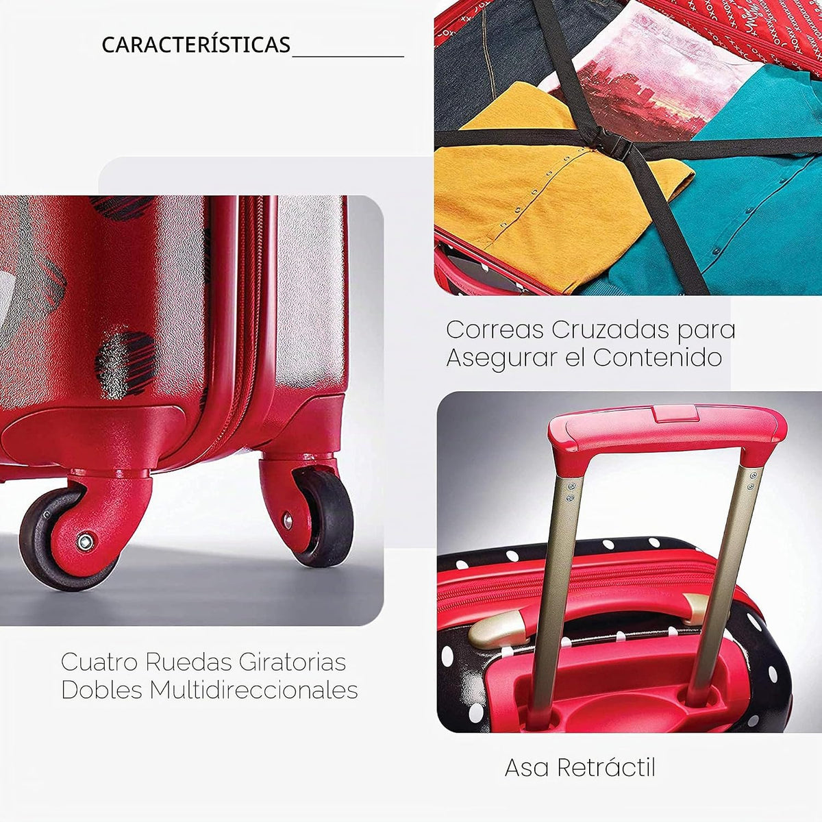 American Tourister Disney Minnie Mouse moño rojo, valija rígida con...
