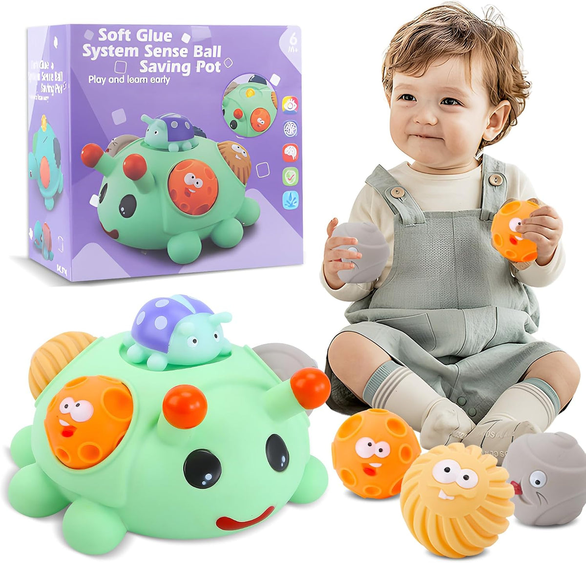 ROHSCE Juguetes sensoriales para bebés, pelotas Montessori para niñ...