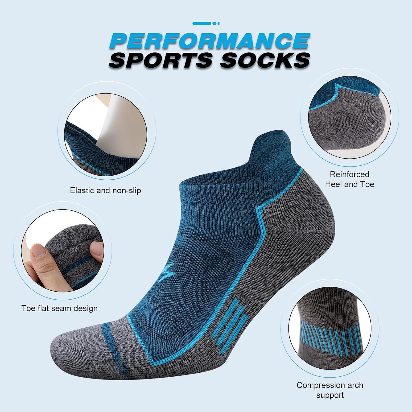 Cirorld Calcetines deportivos de algodón para hombre, acolchados y...