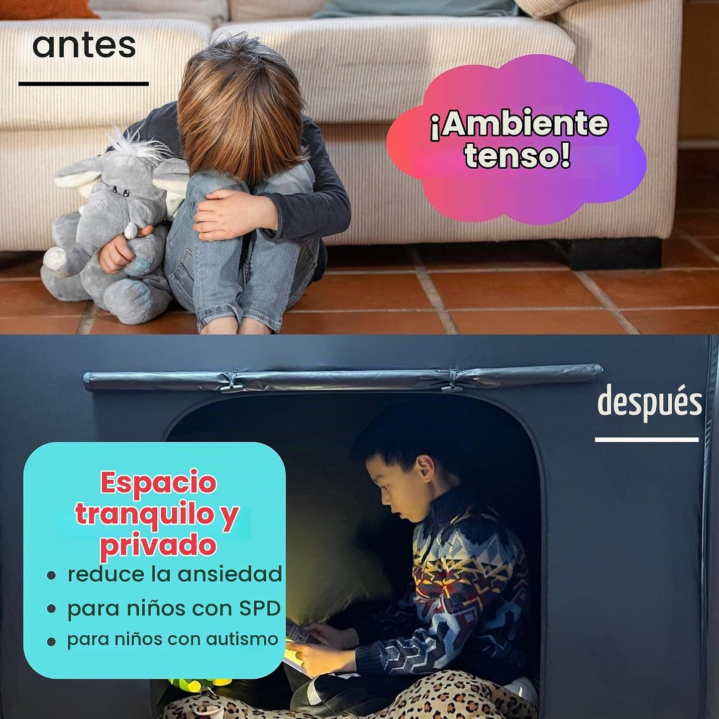 lukidoki Tienda de campaña sensorial para niños con autismo, TDAH,...