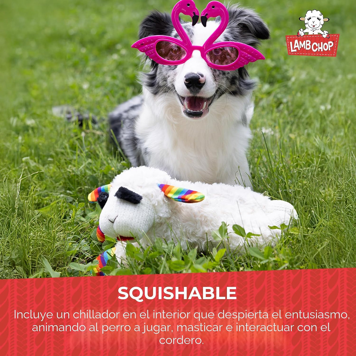 Multipet Lamb Chop - Juguete de peluche para perro con sombrero de...