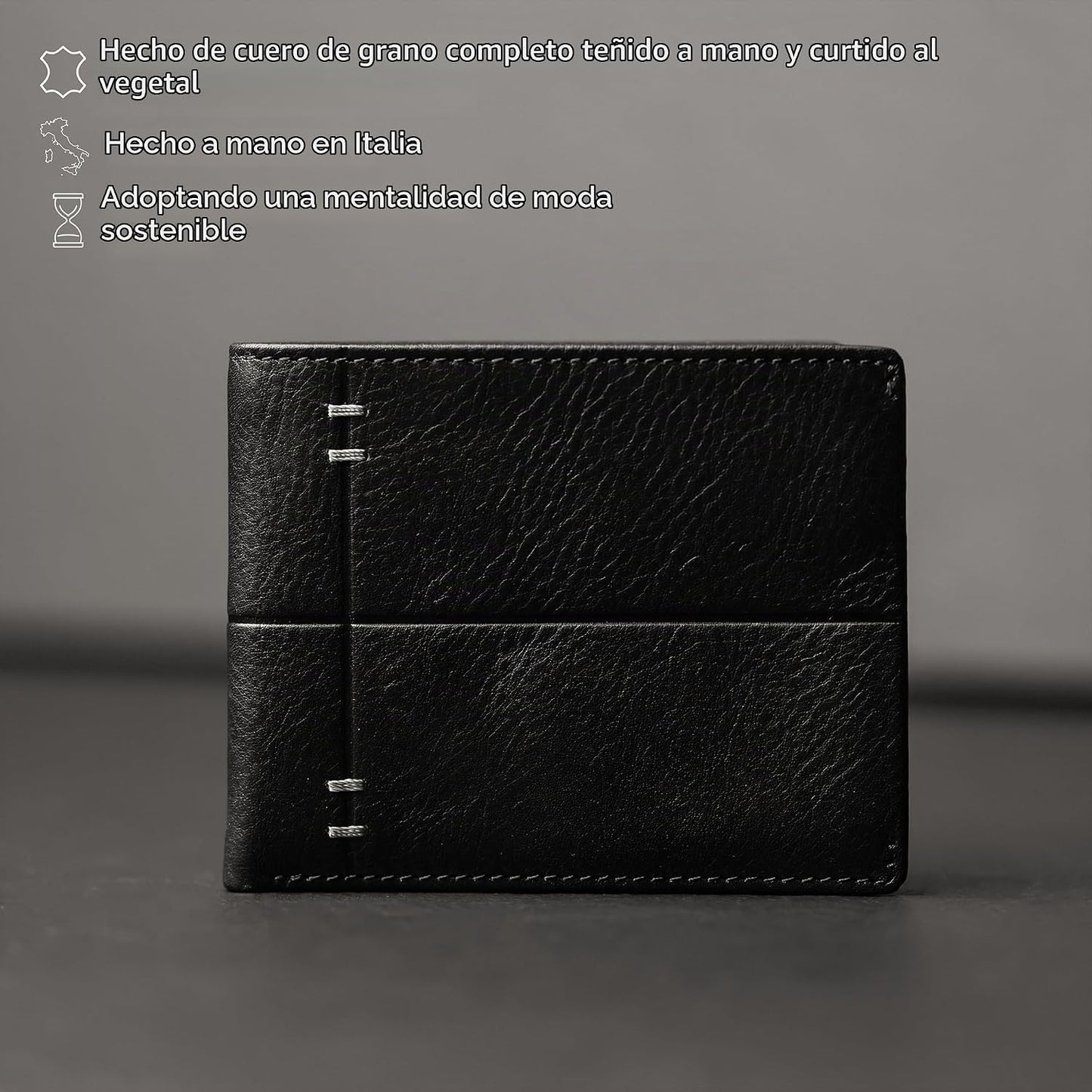 Time Resistance Cartera de cuero - Cartera italiana hecha a mano de...