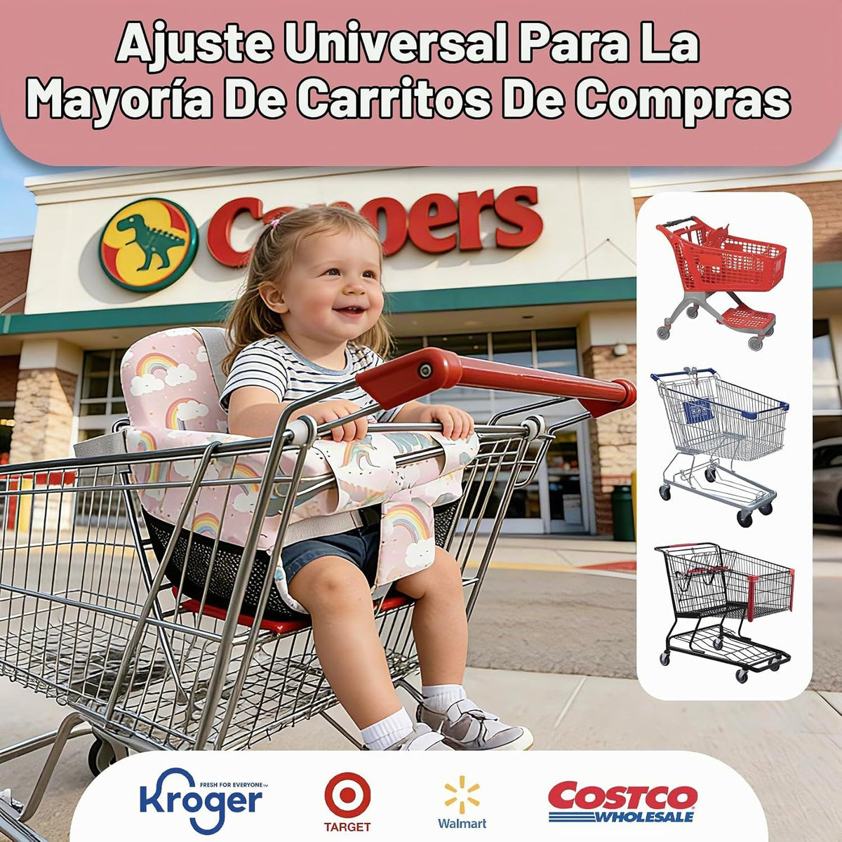 Funda de asiento de carrito de compras para bebé niña y niño, funda...