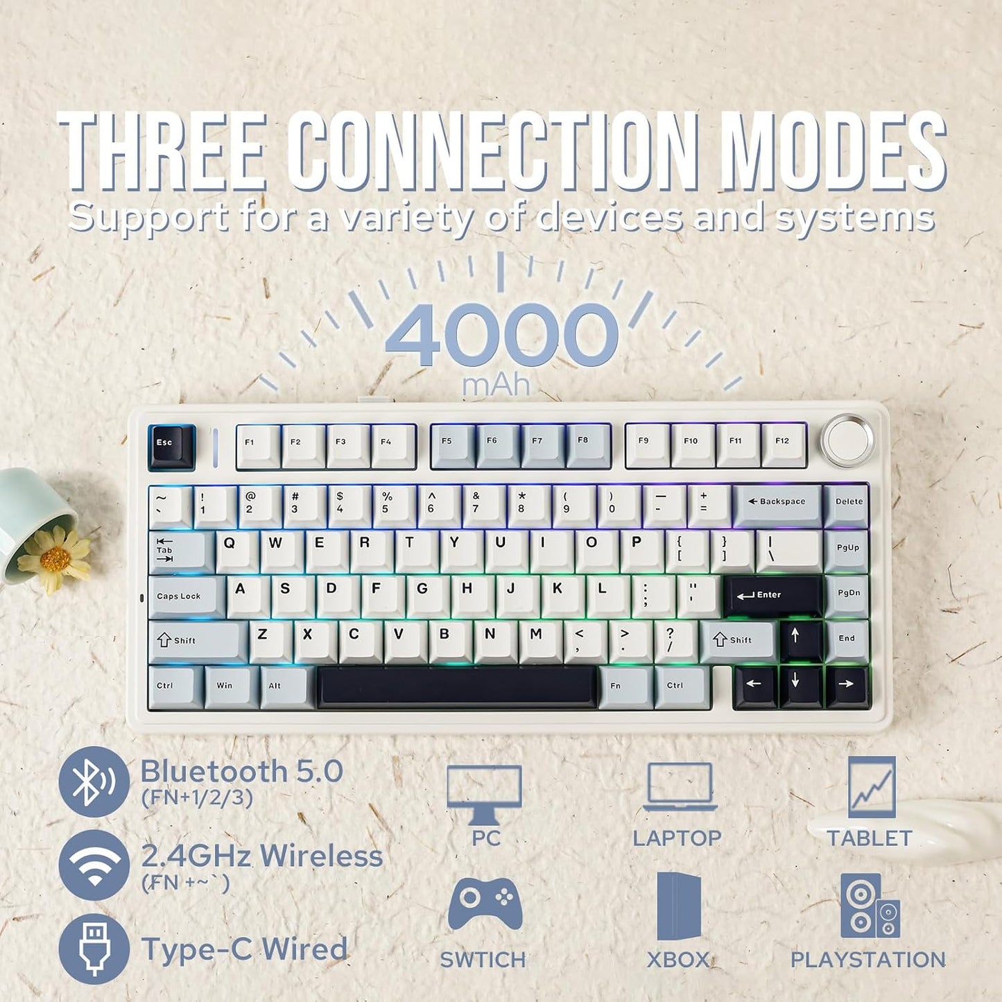 EPOMAKER x Aula F75 Junta Teclado Mecánico+Click Gaming Mouse Inalá...