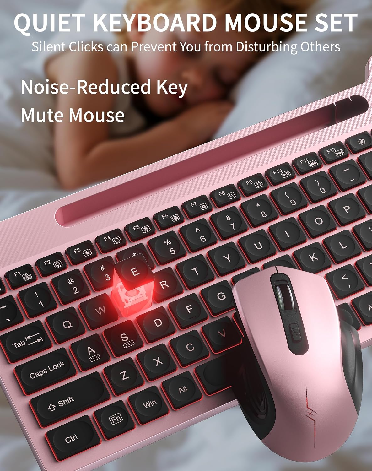 Combo de teclado y mouse inalámbricos, teclado ergonómico silencios...