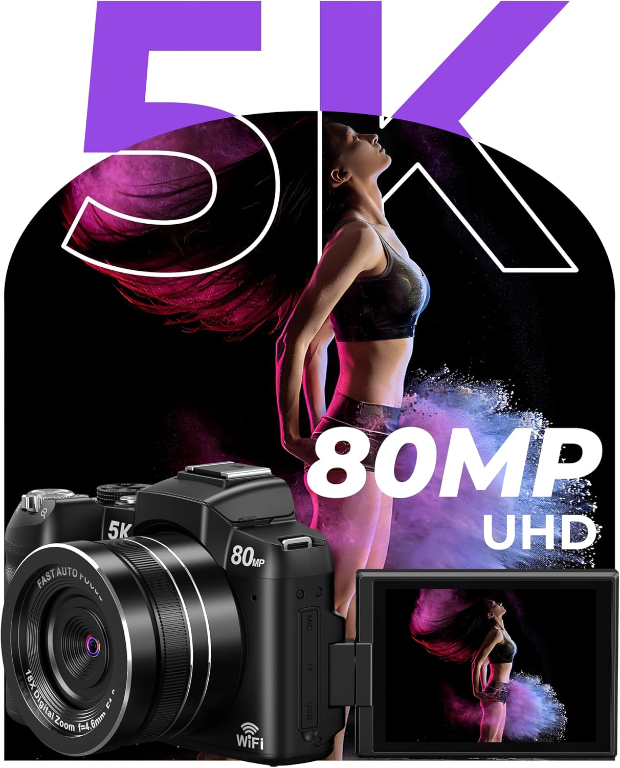 Cámaras digitales 5K para fotografía \u2013 Cámara de vlogging WiFi...