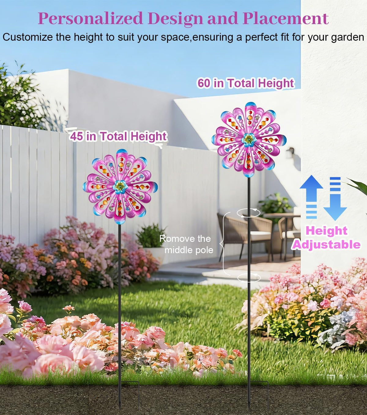 Molinillos de viento para exteriores para patio y jardín, 13 x 63 p...