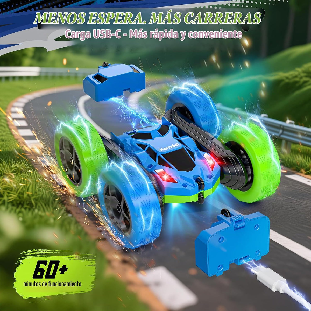 Hamdol Auto RC mejorado para niños, vehículo de acrobacias de doble...