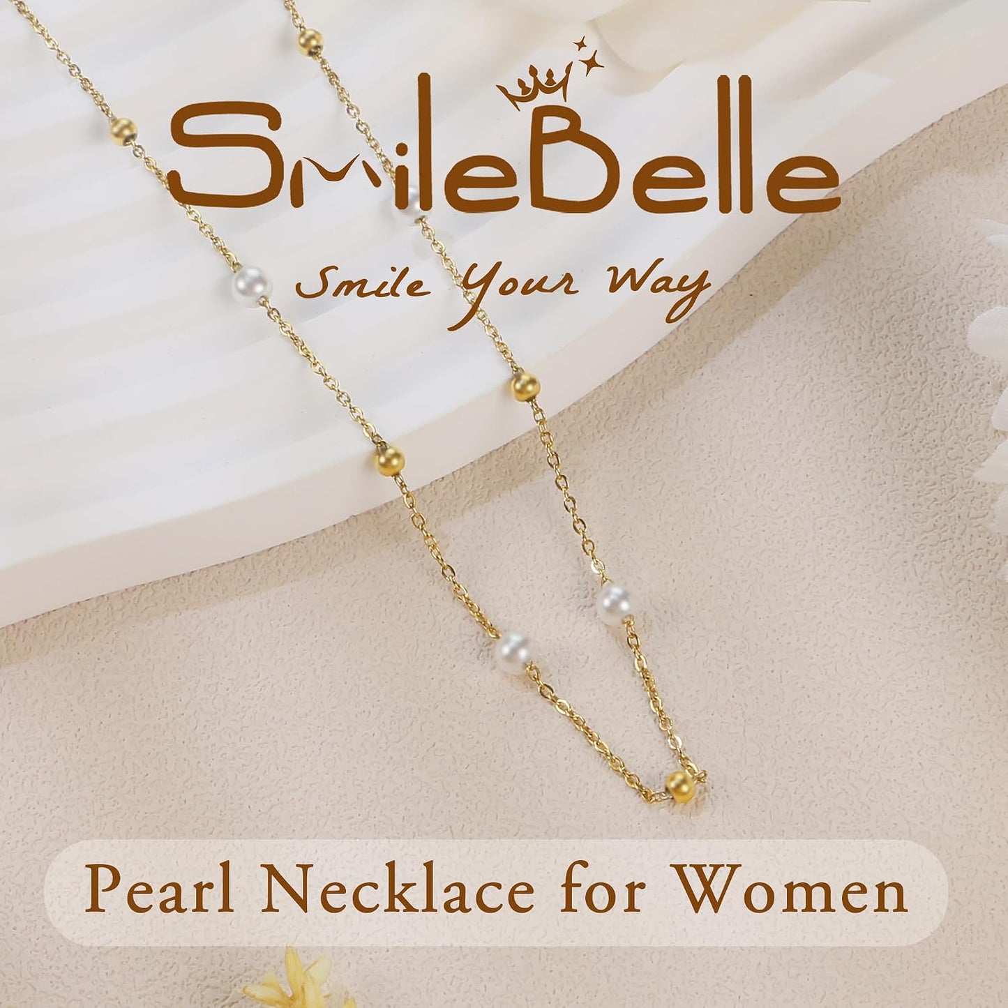SmileBelle Collares de perlas, gargantilla de perlas de margarita p...