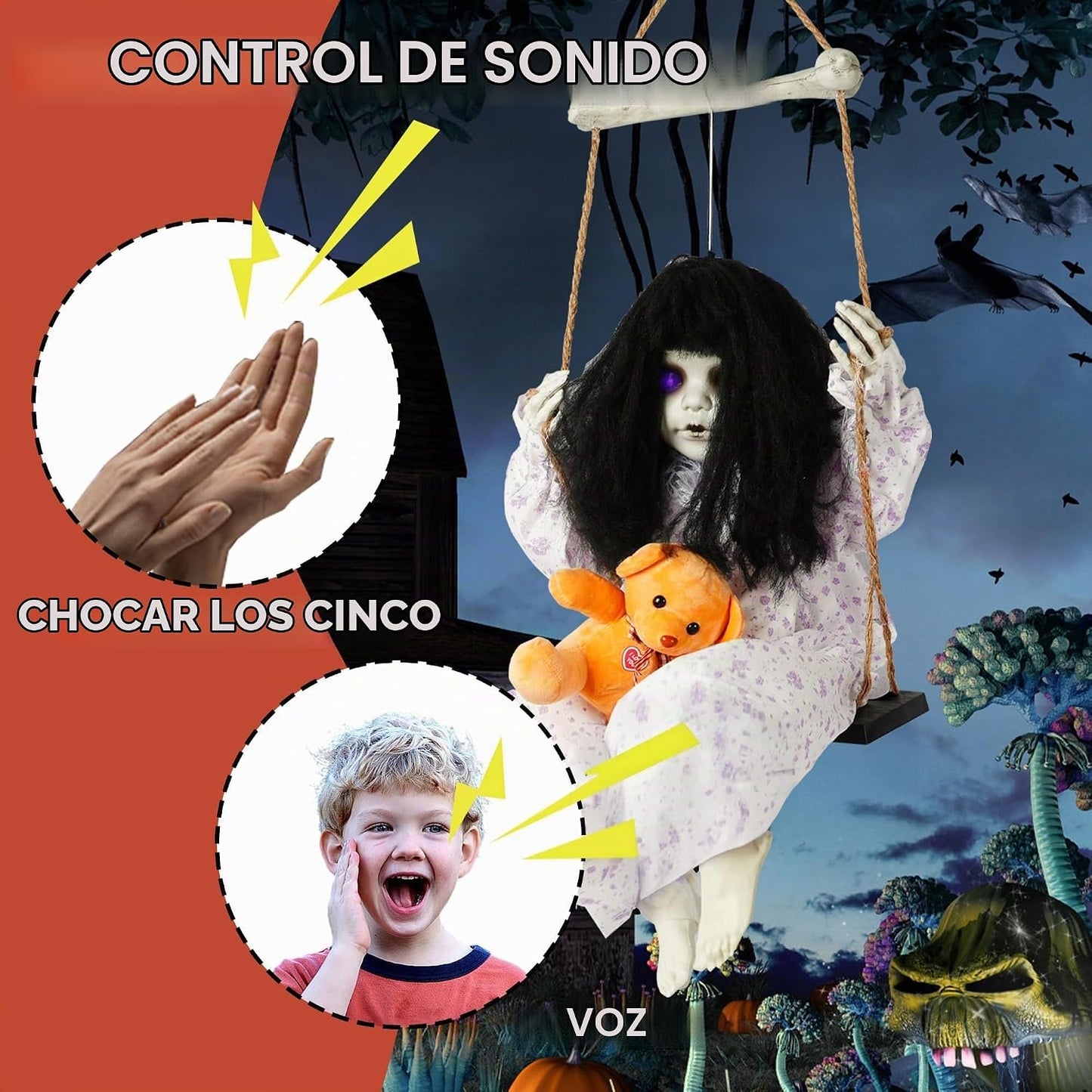 Hourleey Decoraciones de Halloween al aire libre, muñeca colgante o...