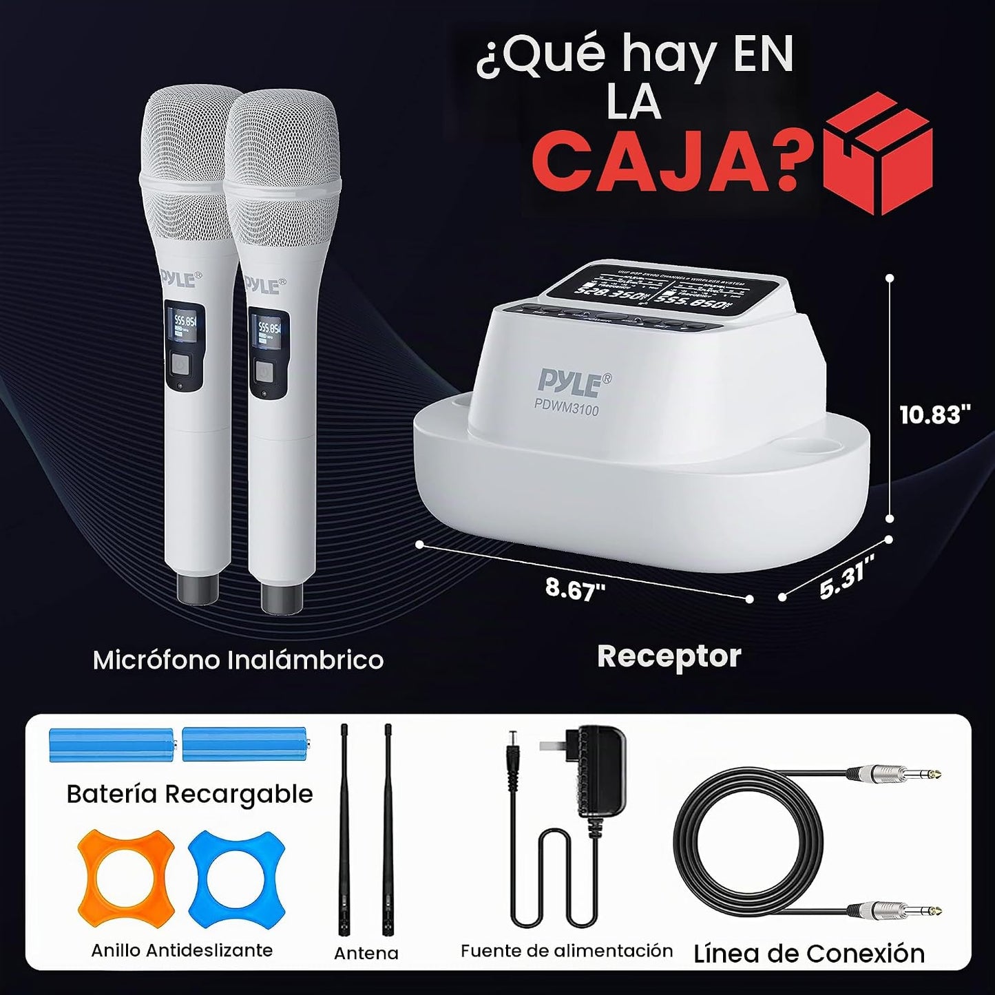 Pyle Sistema de micrófono inalámbrico UHF - Receptor Bluetooth con...