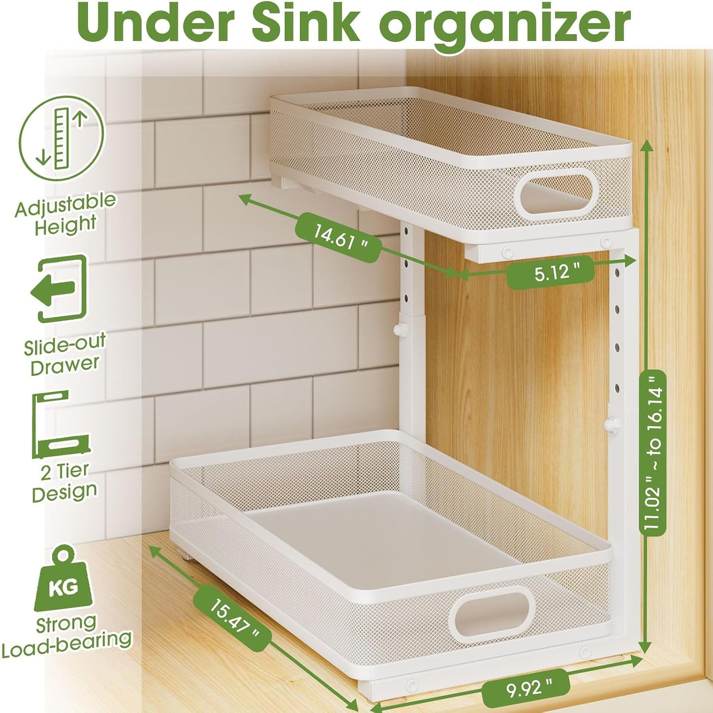 Organizador para debajo del fregadero, 4 unidades, estante de metal...