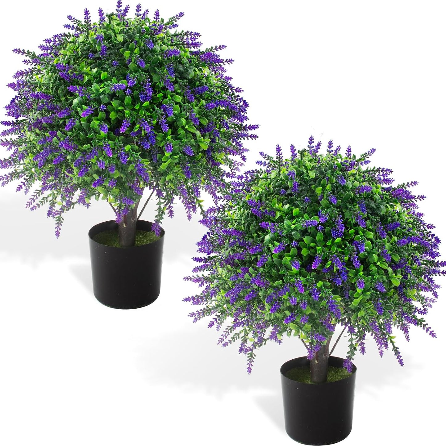 2 árboles artificiales de lavanda en maceta, resistentes a los rayo...