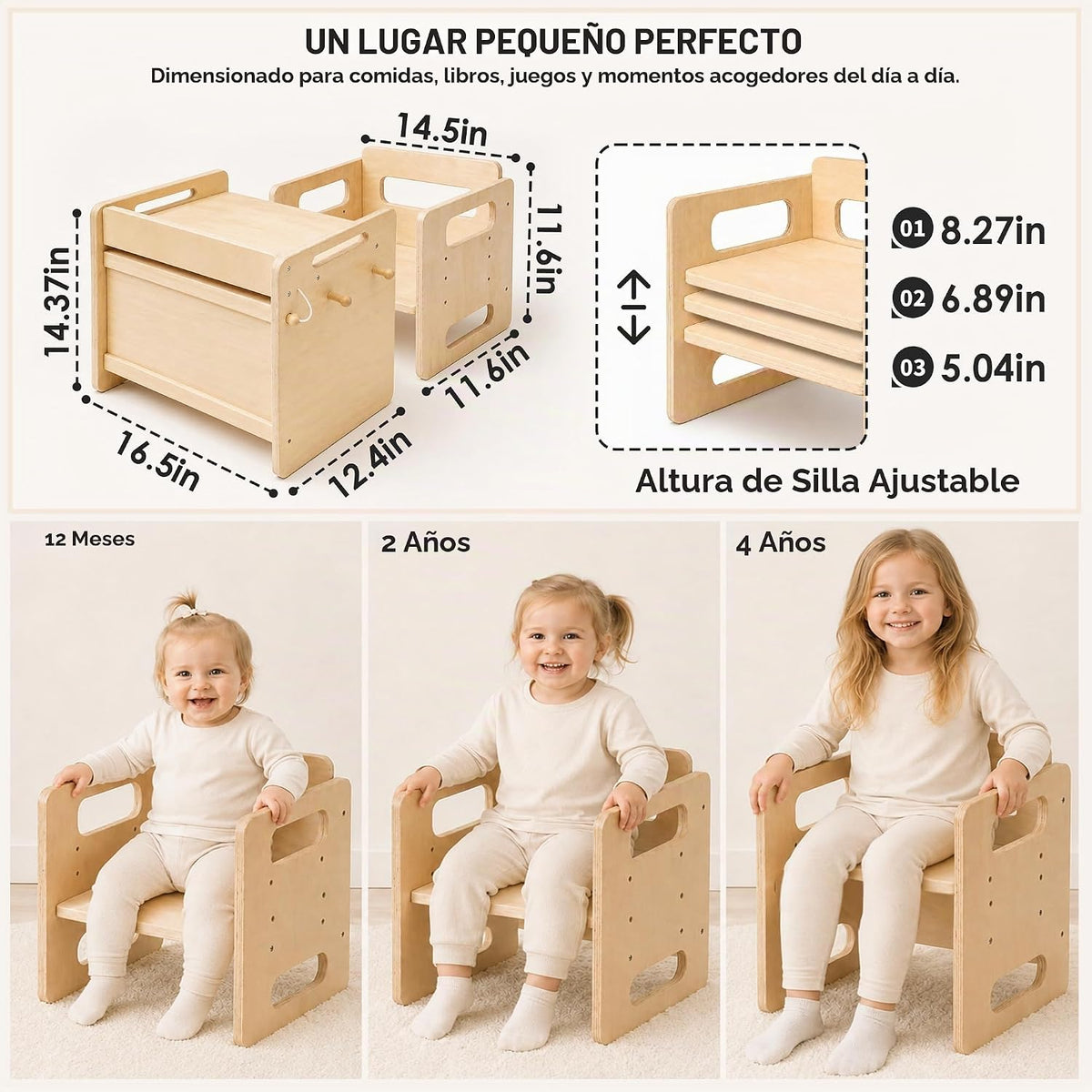 bpmfkid Juego de Mesa y Silla de Destete Montessori - Diseño Ajusta...