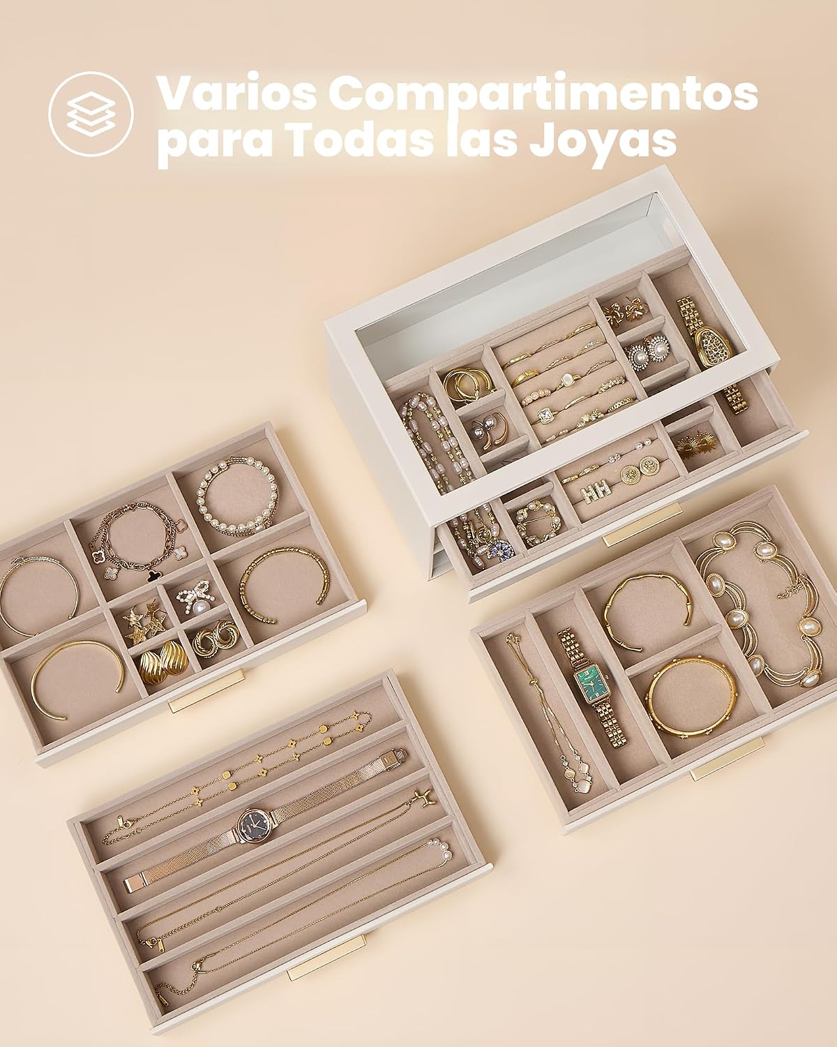Caja Organizadora de Joyas Lolalet, Organizadores de Joyas de 4 Cap...