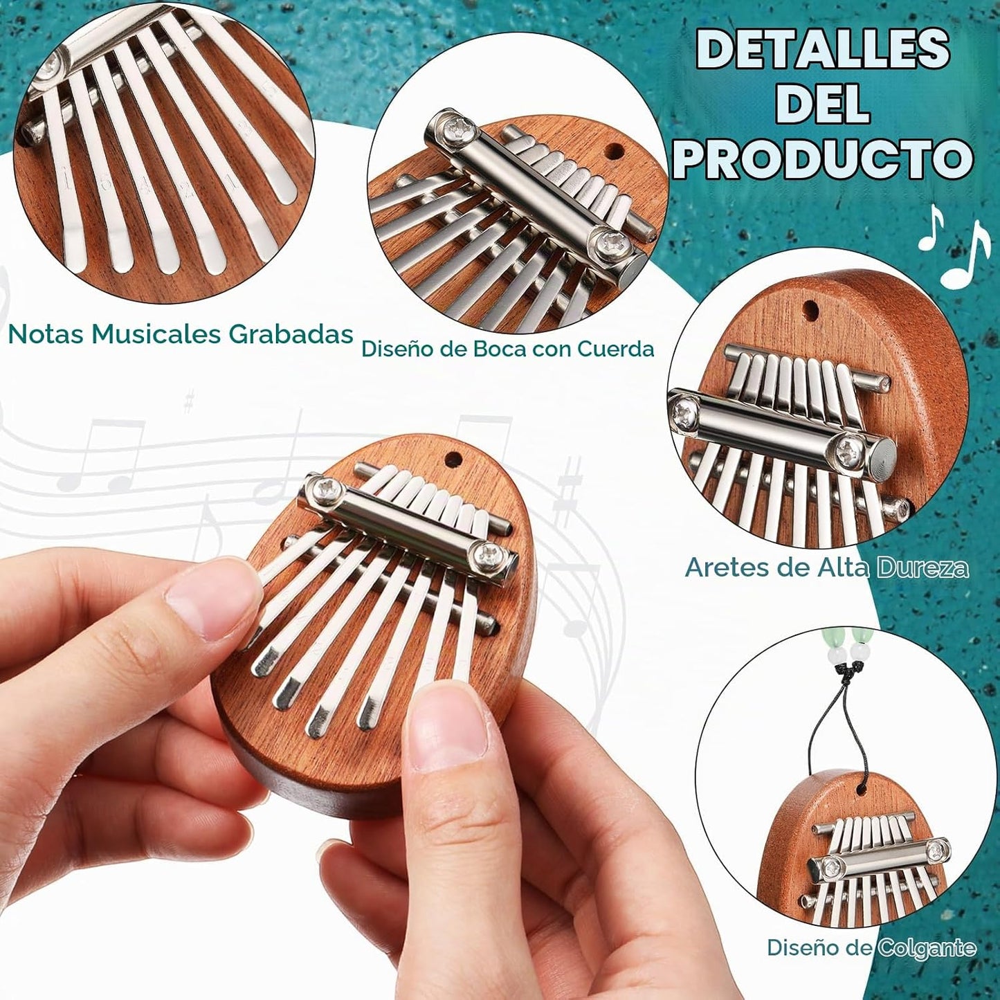 Maasechs - Juego de 2 tambores mini para kalimba y lengua, 8 teclas...