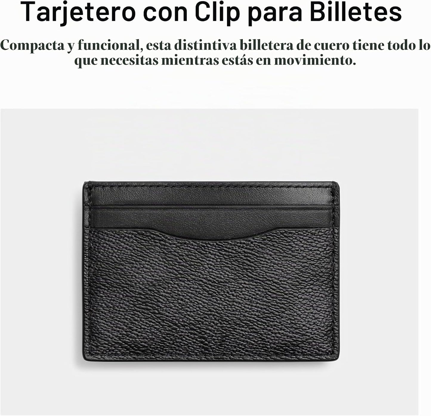 Coach Estuche para tarjetas con clip para dinero en lienzo exclusiv...