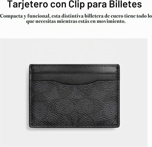 Coach Estuche para tarjetas con clip para dinero en lienzo exclusiv...