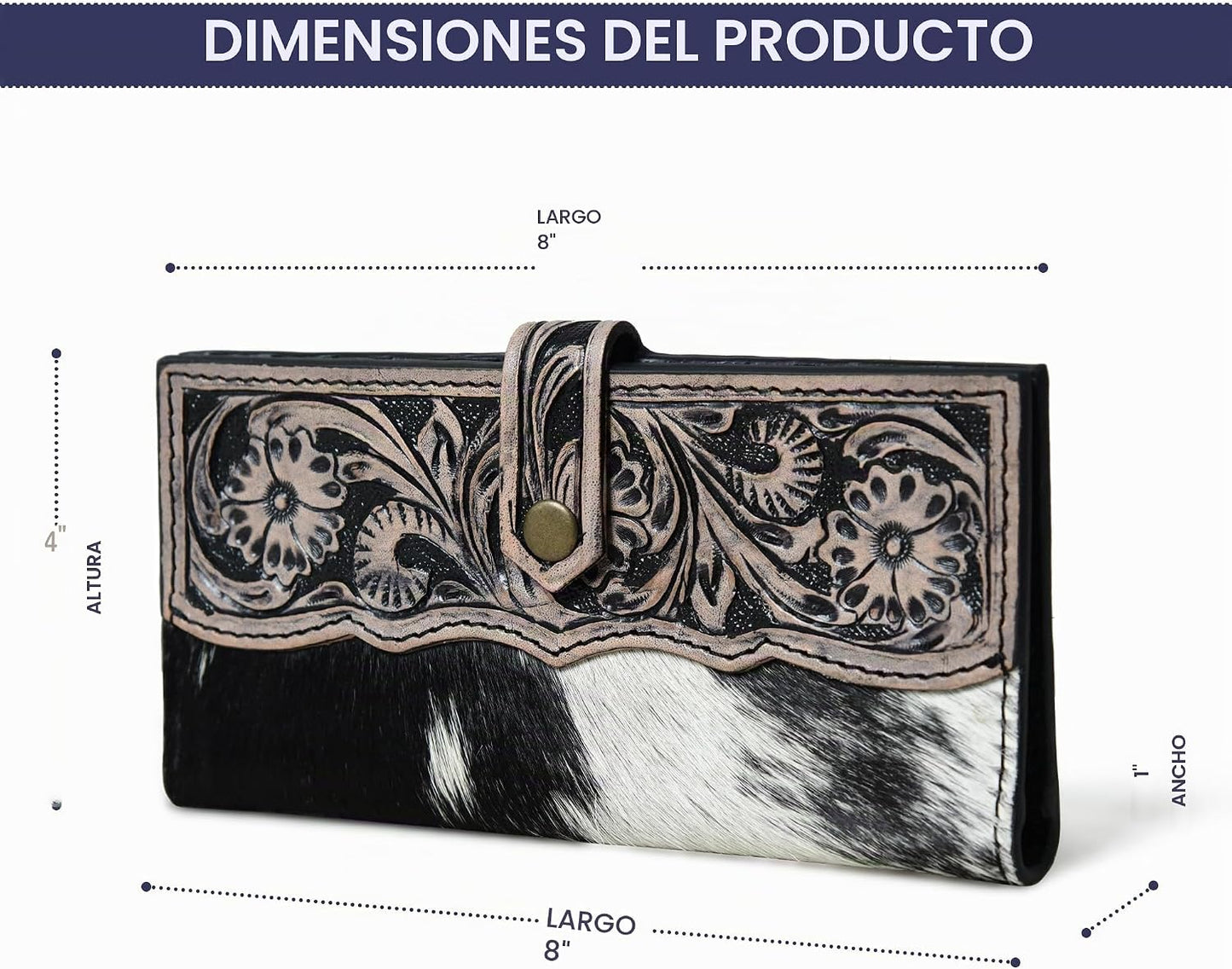 Merbaa Wild West Billetera de Cuero con Pelo de Vaca para Mujer, la...
