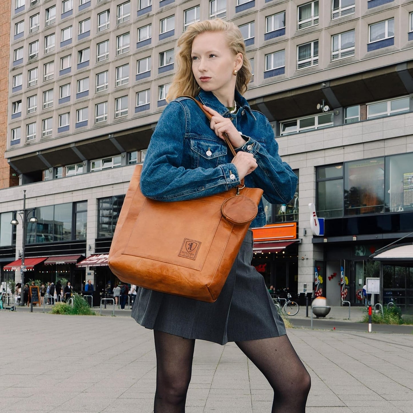 BERLINER BAGS Bolso de mano de cuero auténtico vintage Sevilla, bol...