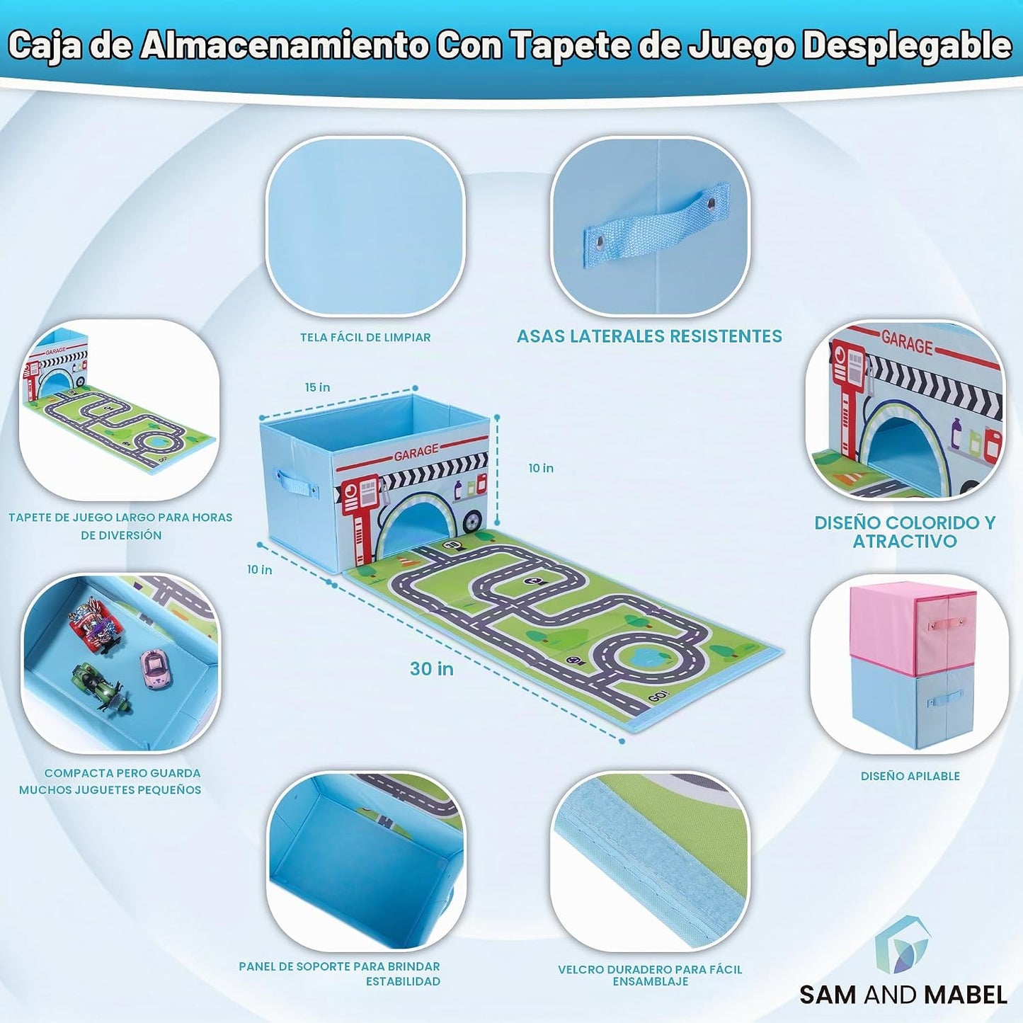 SAM AND MABEL Caja de coches de juguete para el garaje \u2013 Caja...