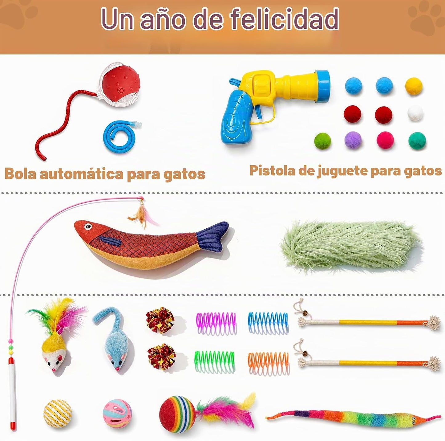 Catails Cama túnel para gatos con 31 juguetes interactivos para gat...