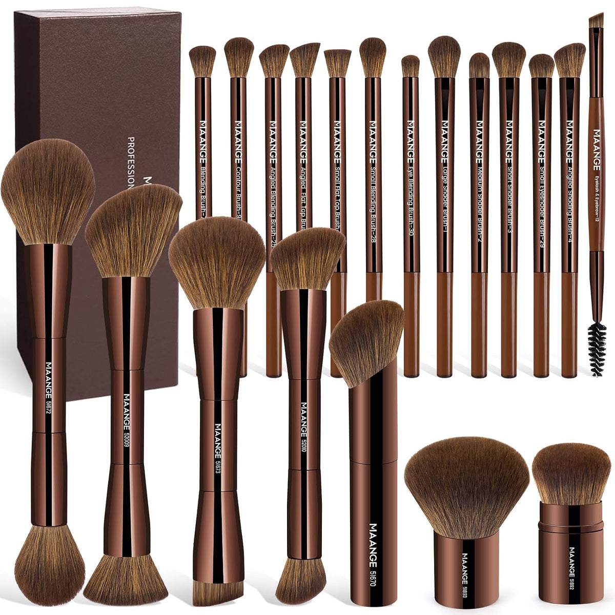 MAANGE 20 piezas de brochas de maquillaje con caja de regalo, broch...