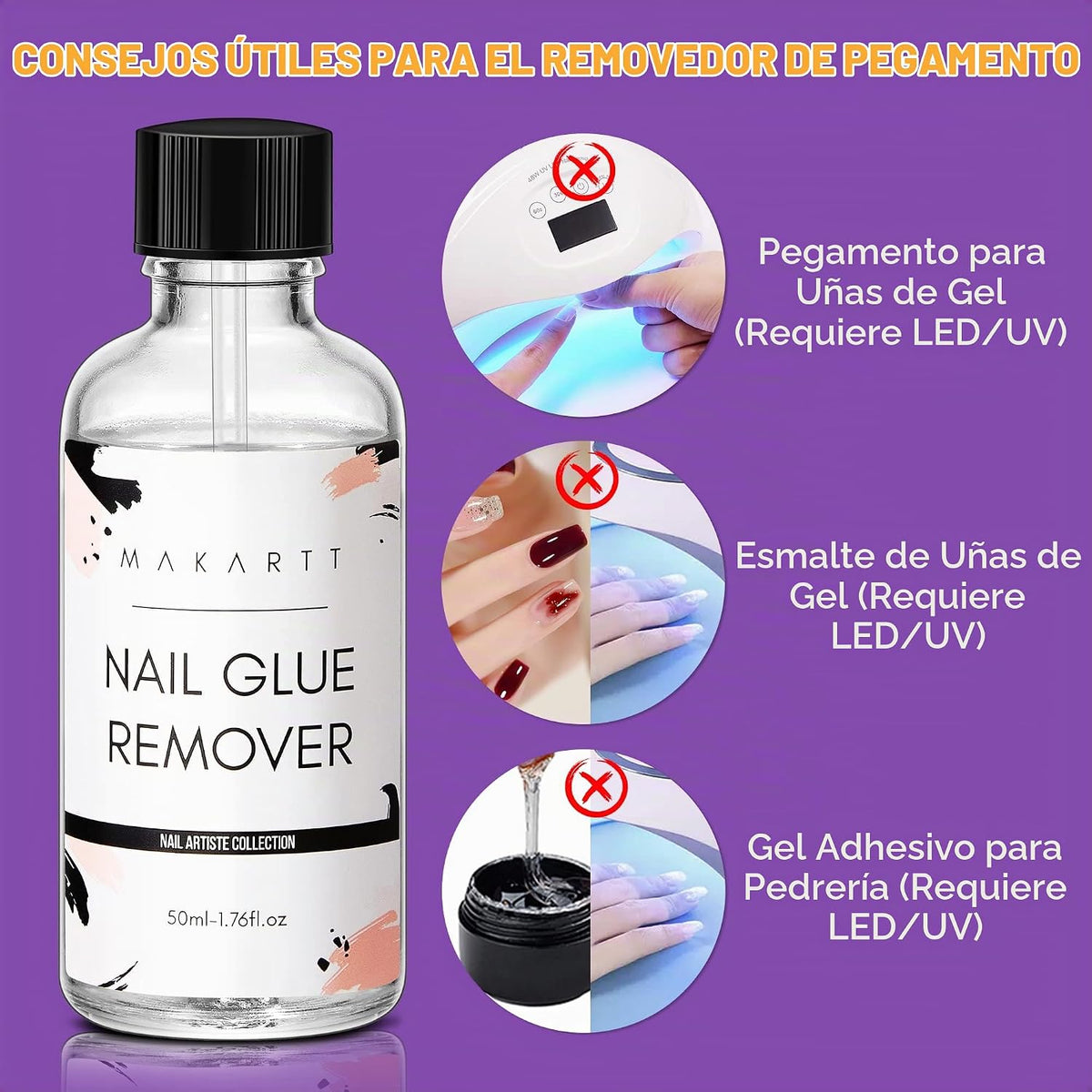 Makartt Quitaadhesivo para uñas: para acrílicos y uñas postizas - 5...