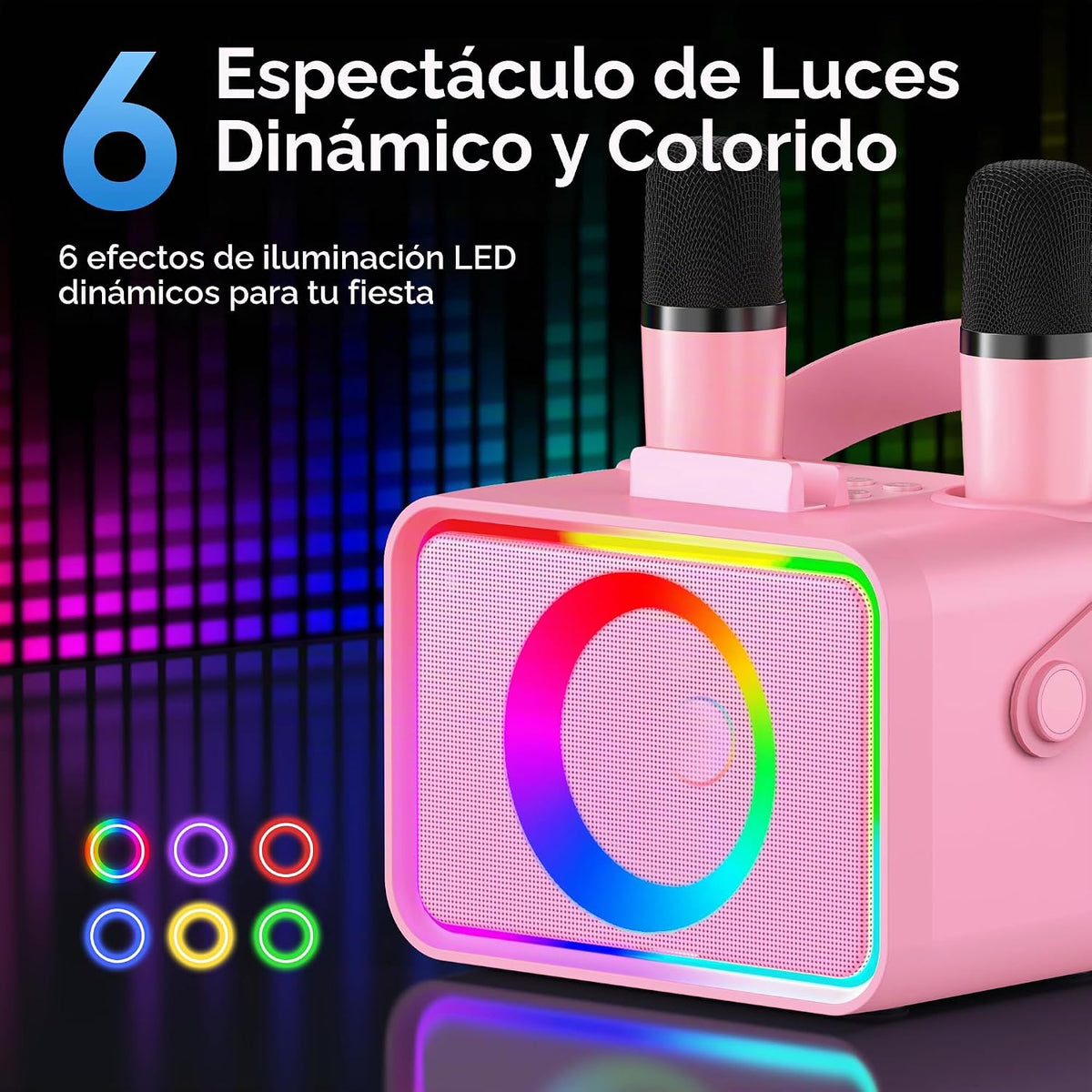 Máquina de karaoke, altavoz Bluetooth portátil con 2 micrófonos ina...