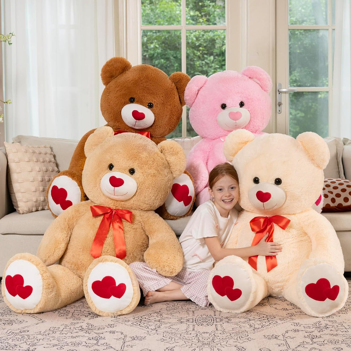 MaoGoLan Oso de peluche gigante rosa de 47 pulgadas, animal de pelu...