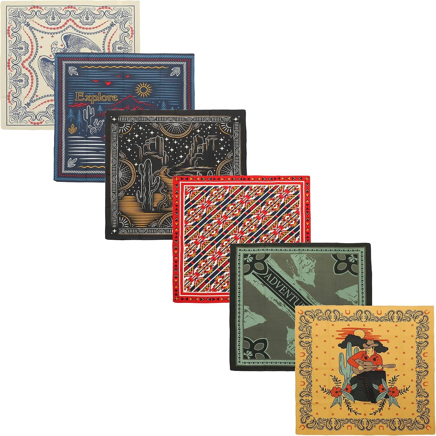 Bioworld Juego de pañuelos ligeros multicolores de 22.0 x 22.0 in (...