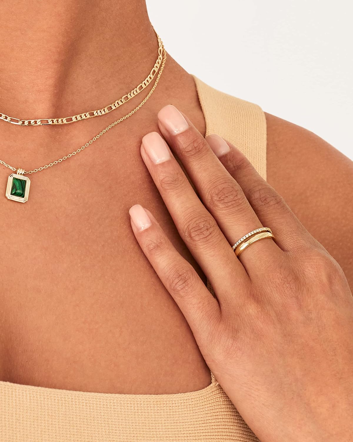 PAVOI Anillos de doble apilamiento de circonita cúbica chapados en...