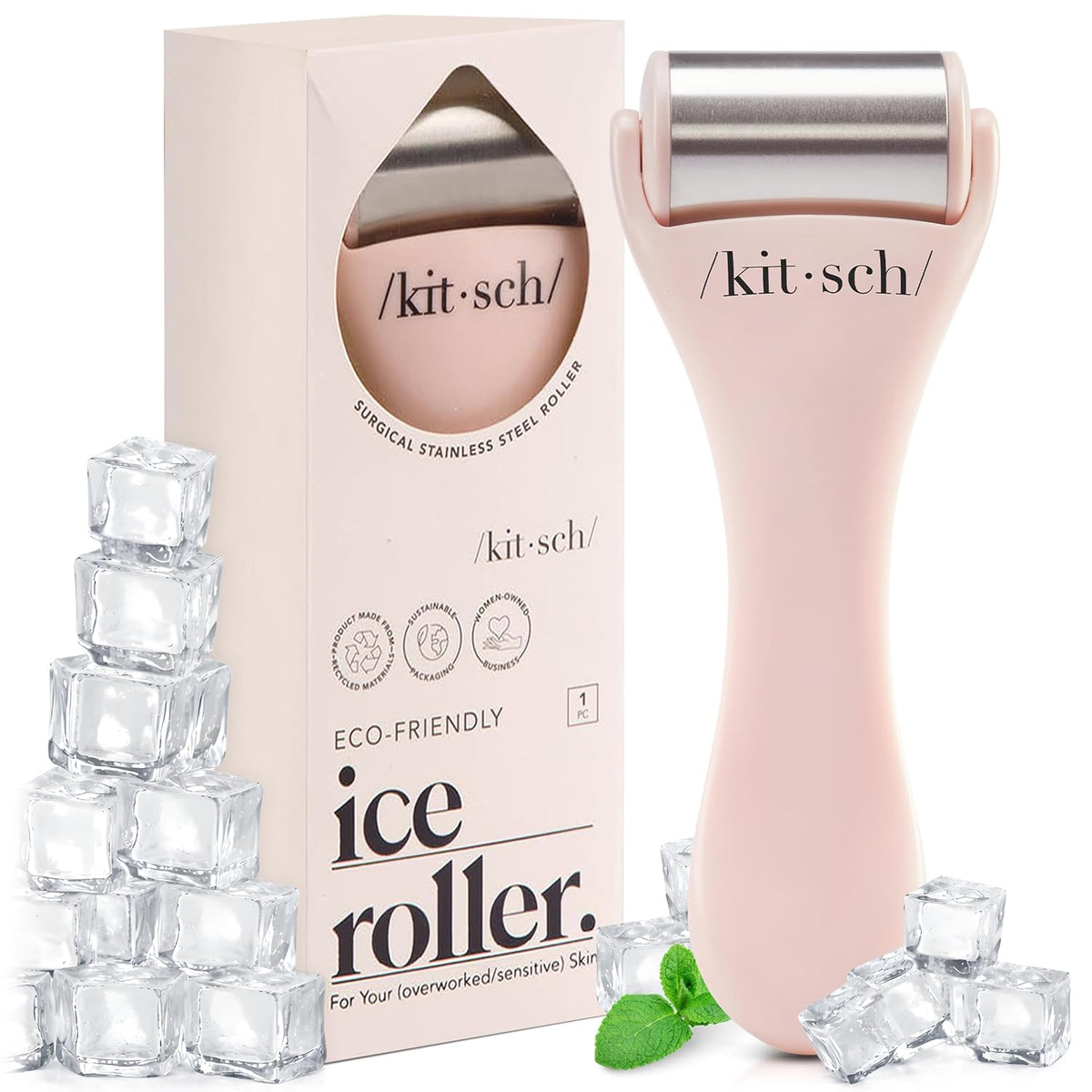 Kitsch Rodillo de hielo de acero inoxidable para cara, esencial par...