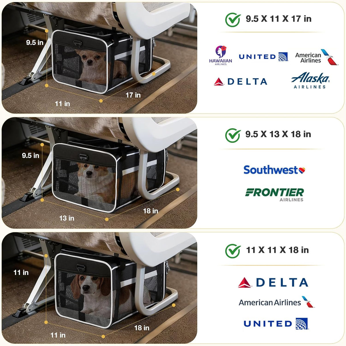 Lekereise Transportador de mascotas extensible superior de 18 x 13...