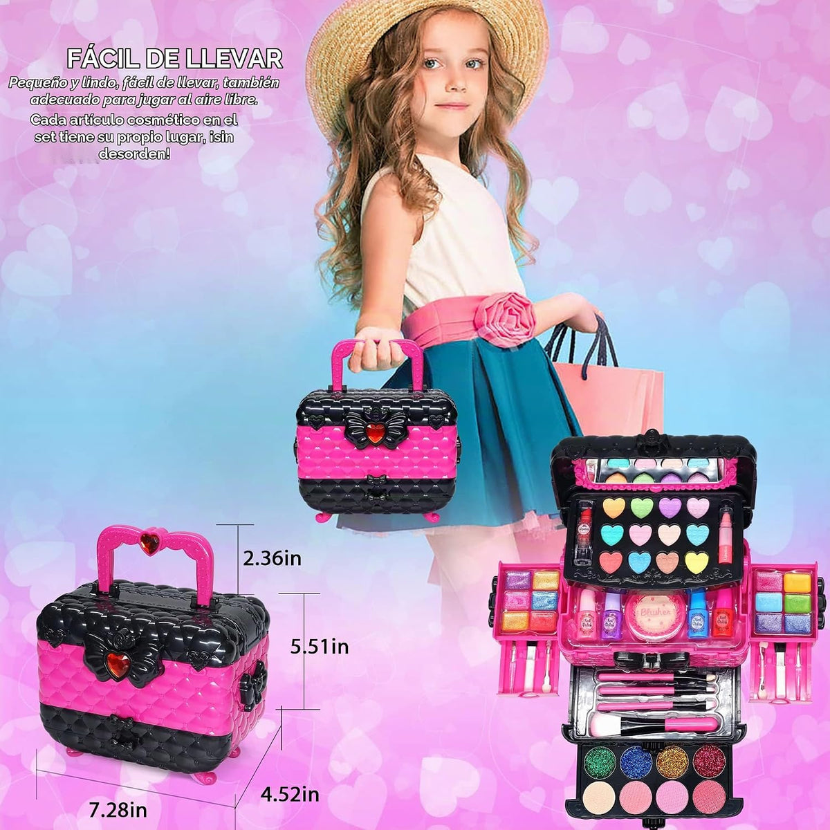 Kit de maquillaje infantil para niña, juguete lavable de princesa,...