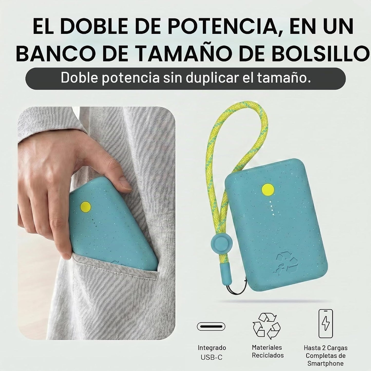Nimble Champ Cargador Portátil, Batería Externa de 10,000mAh Carga...