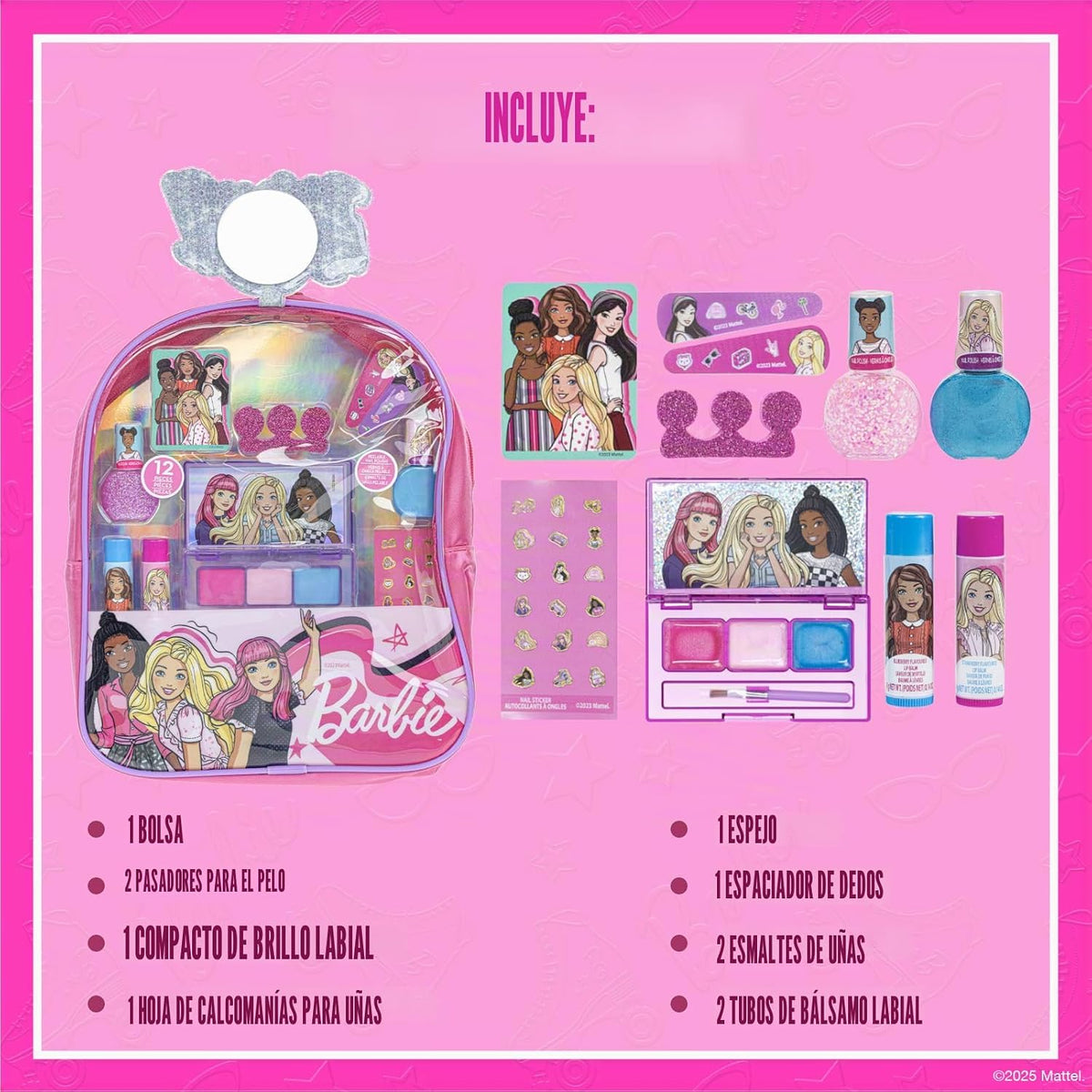 Barbie Mochila Maquillaje Set con Cosméticos y Accesorios | Kit de...