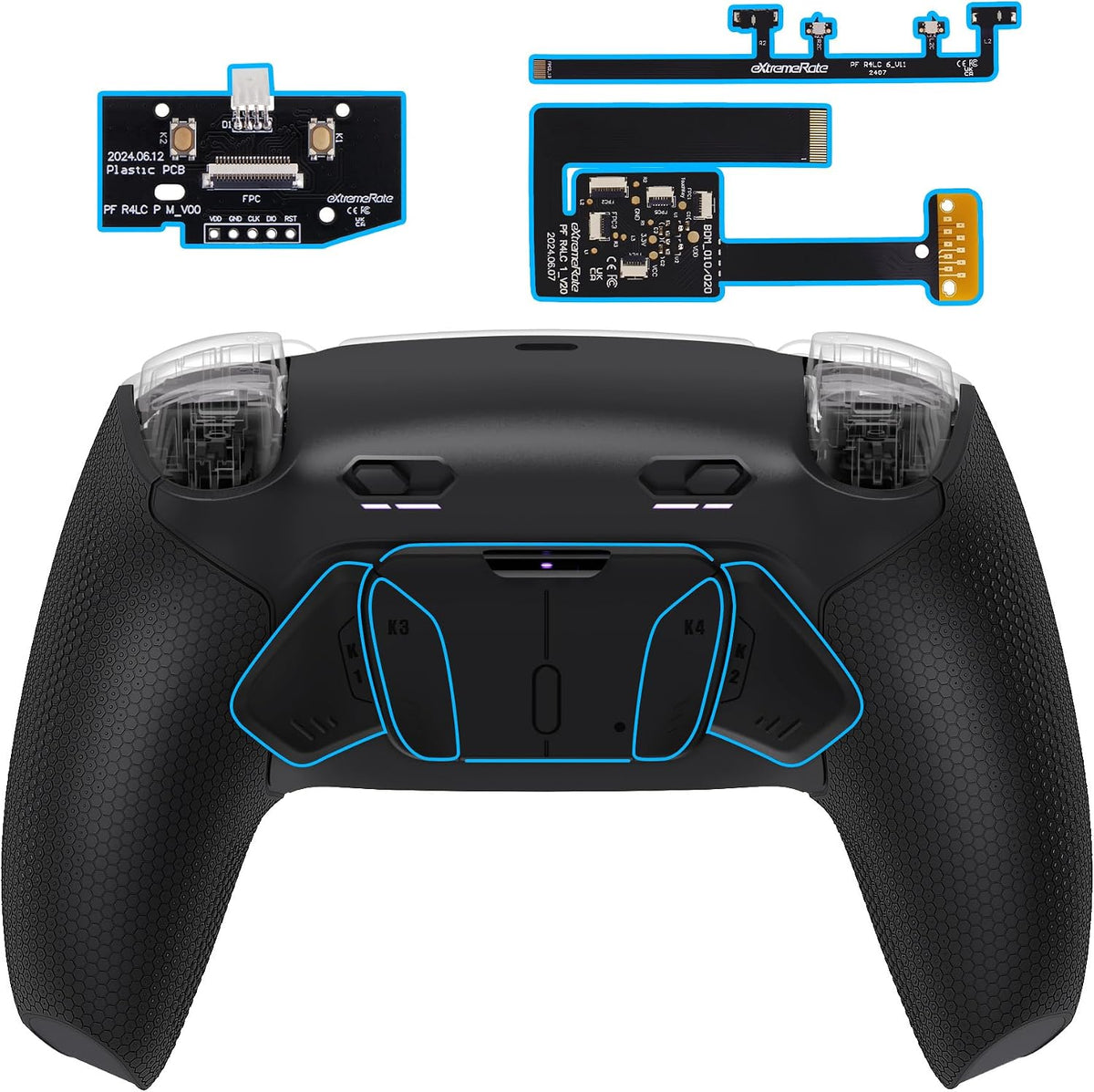 eXtremeRate RISE4 Plus MAX Kit de paletas traseras con topes de gat...