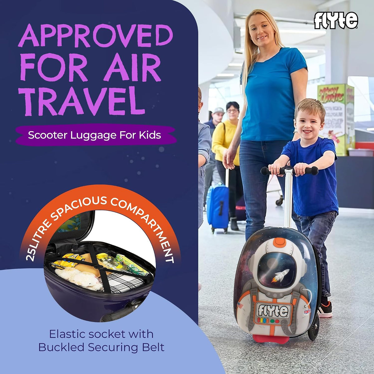 Flyte Maleta Scooter - 2 en 1, Maleta de Montar de 18 pulgadas para...