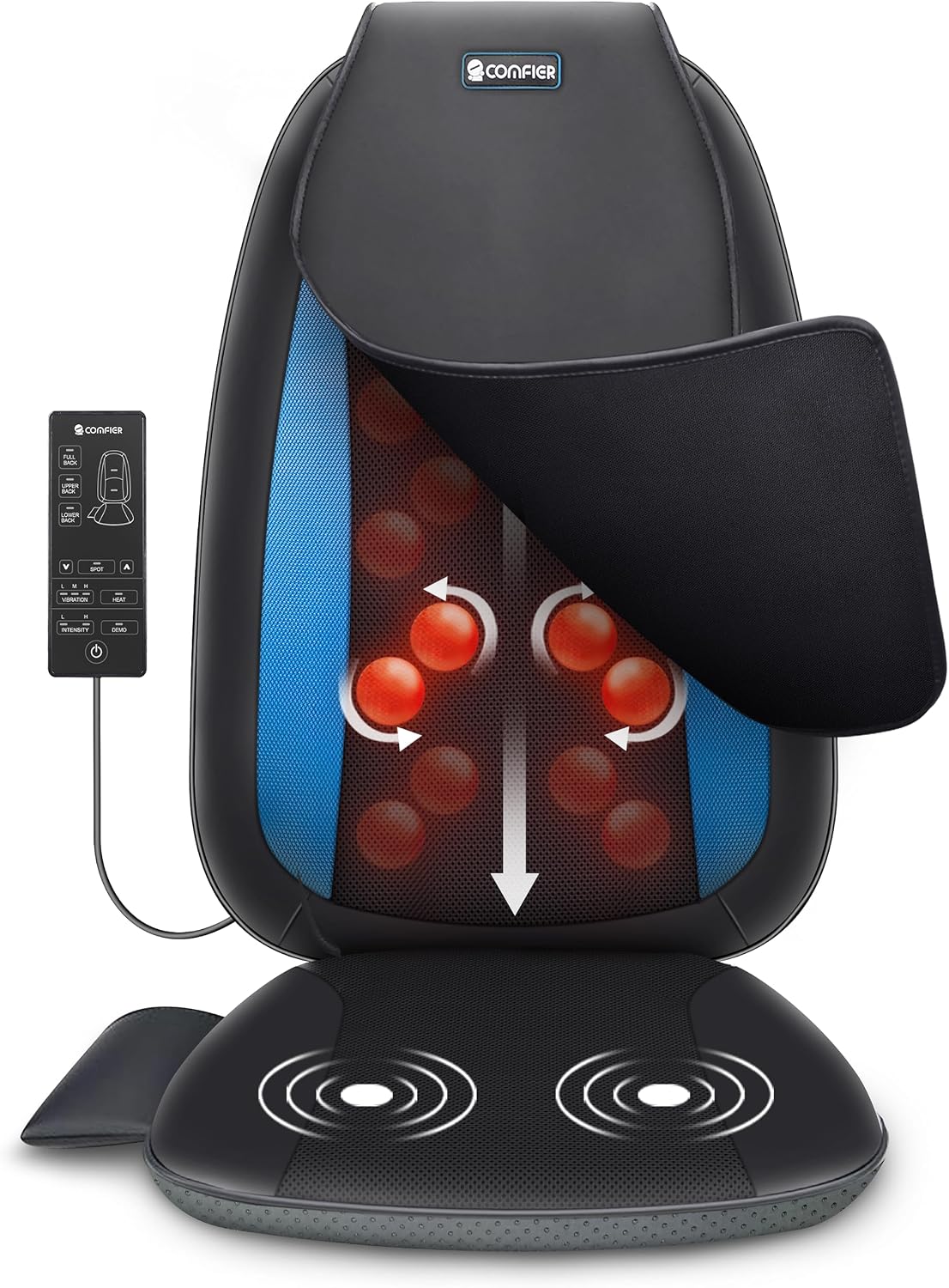 Masajeador de espalda Shiatsu COMFIER con calor, almohadilla de mas...