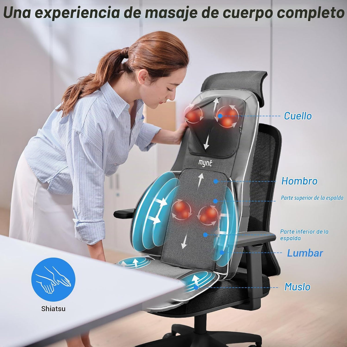 Mynt Masajeador de Espalda y Cuello para Alivio del Dolor de Tejido...