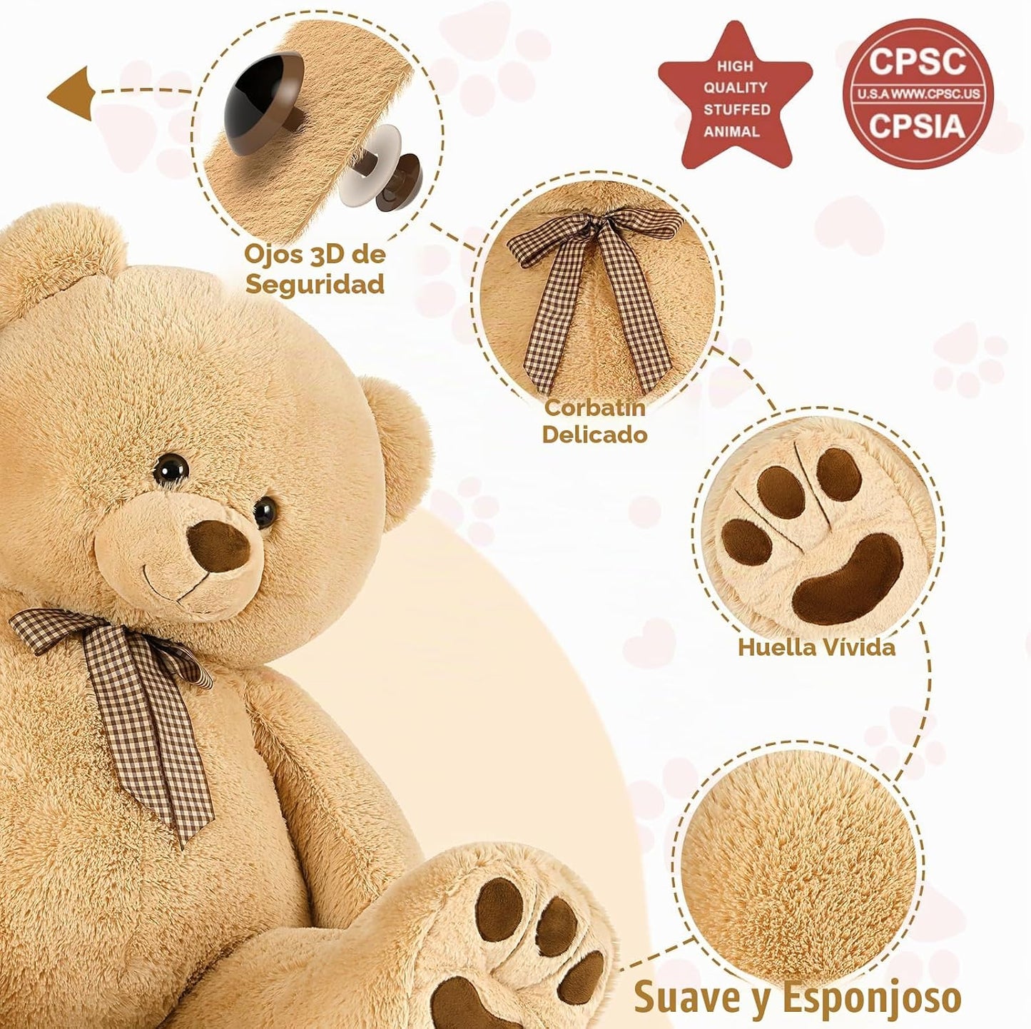Tezituor Oso de peluche gigante de 43 pulgadas, oso de peluche gran...