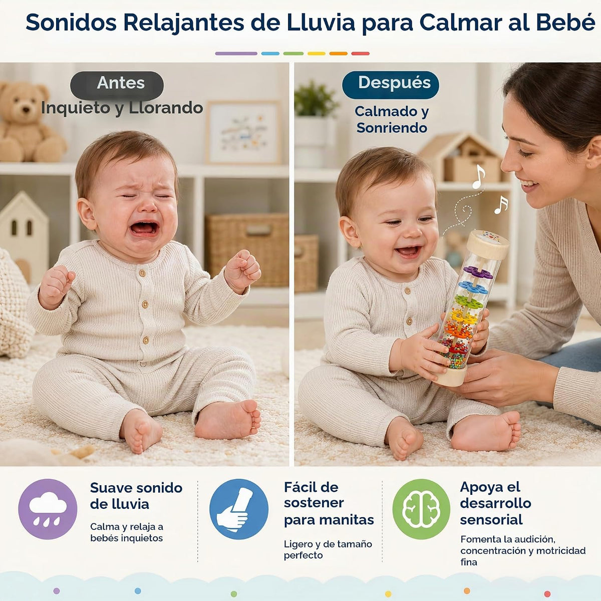 Oneshow Juguetes Montessori de madera para bebés de 6 a 12 meses, R...